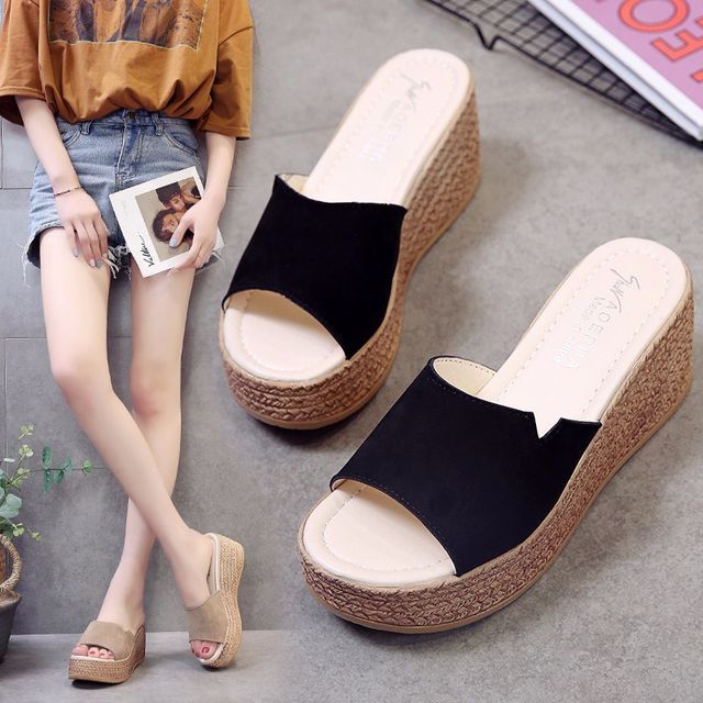 Slide Sandals Wedge-Heel Platform