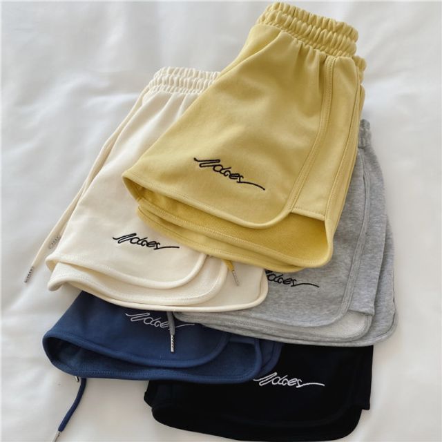 Waist Lettering Sweatshorts Elastic