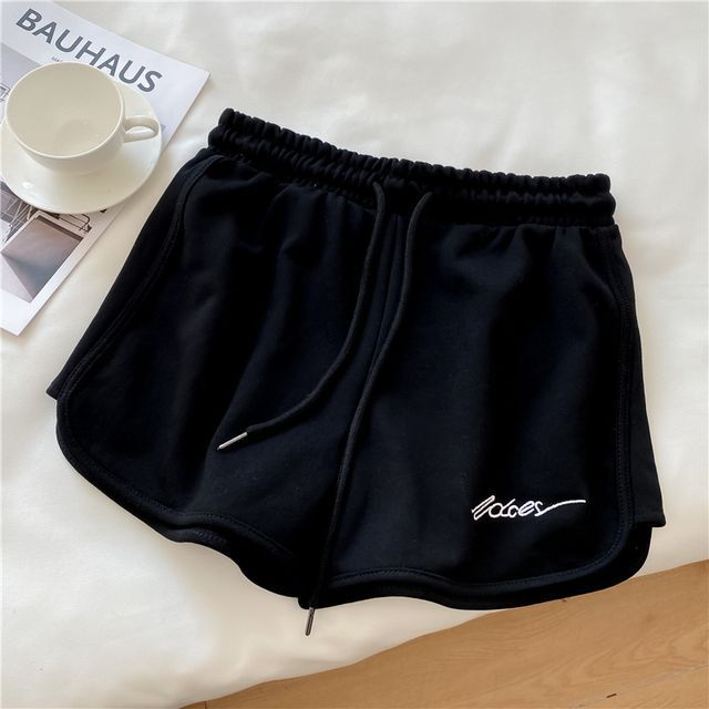 Waist Lettering Sweatshorts Elastic
