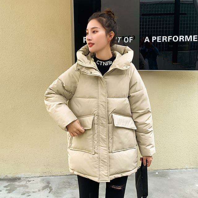 Hooded Plain Padded Coat