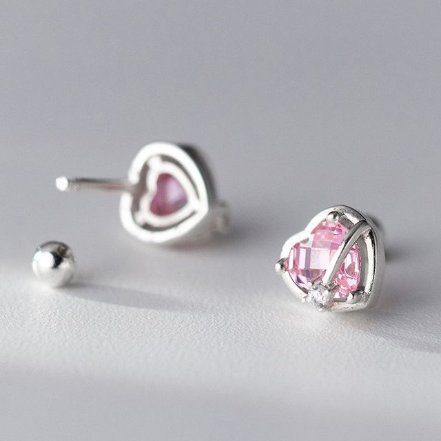 Heart Rhinestone Sterling Silver Earring