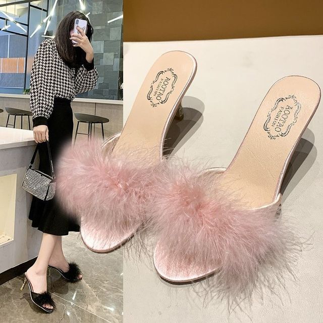 High Sandals Feather Heel Slide