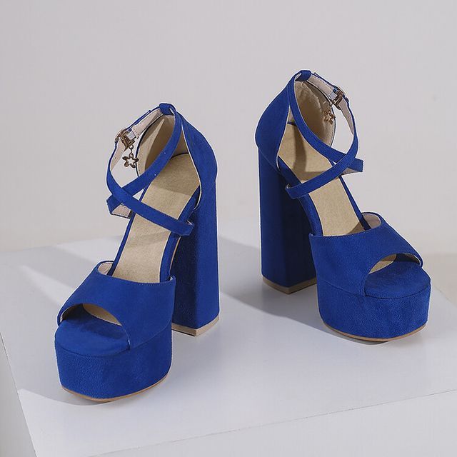 Strap Heel Platform Chunky Ankle Sandals