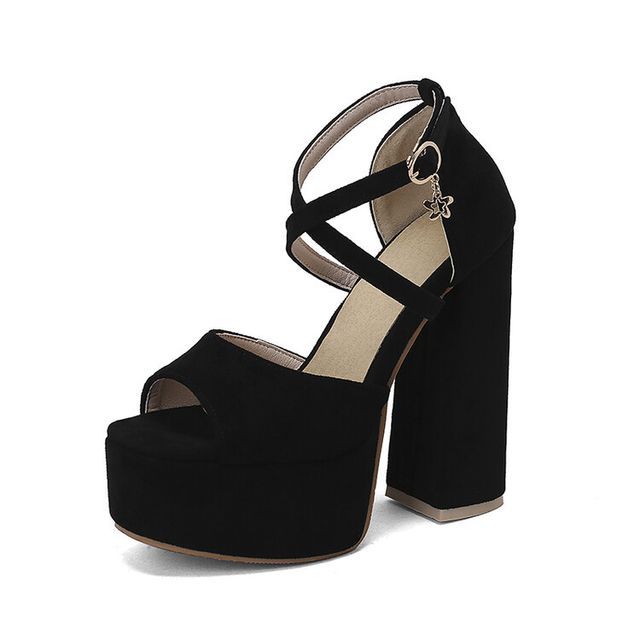Strap Heel Platform Chunky Ankle Sandals