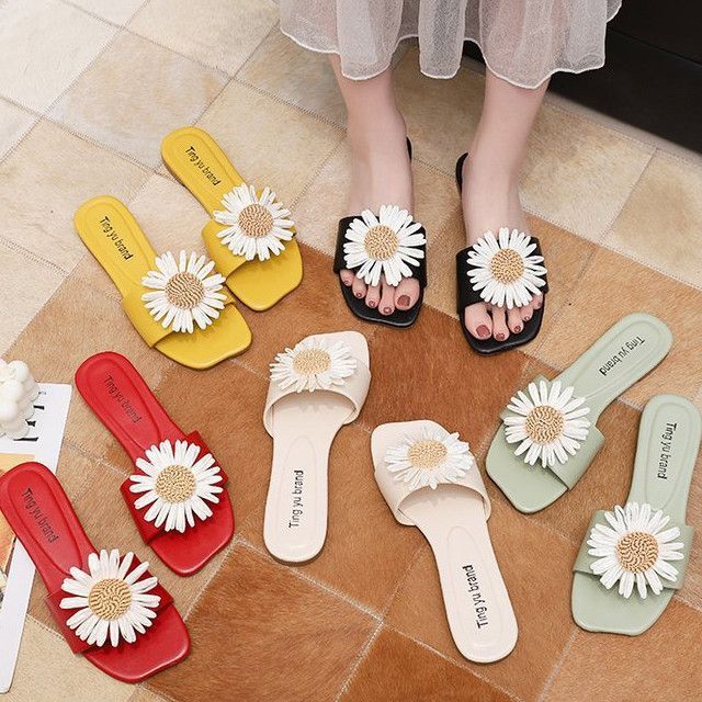 Applique Sandals Flower Slide