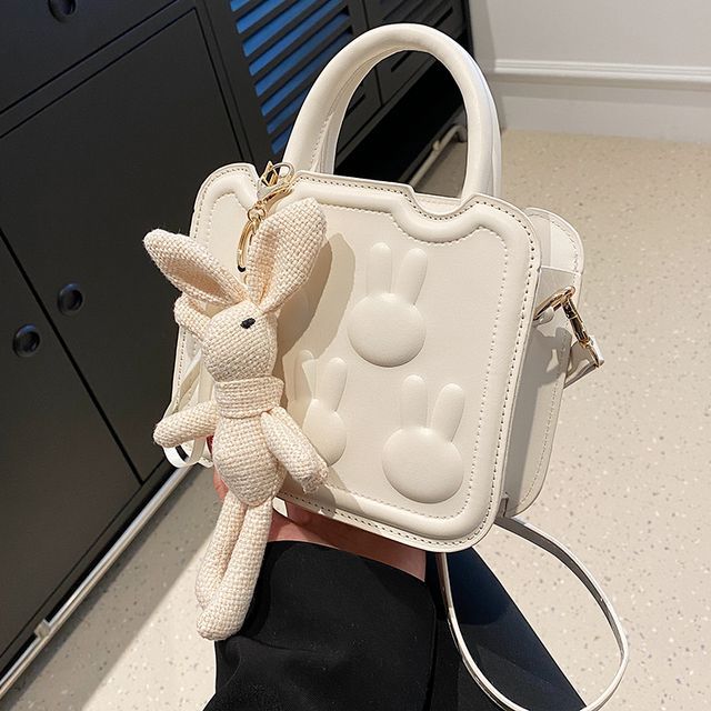 Leather Crossbody Bag Faux Top Handle Rabbit