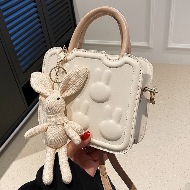 Leather Crossbody Bag Faux Top Handle Rabbit