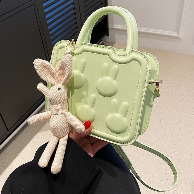 Leather Crossbody Bag Faux Top Handle Rabbit