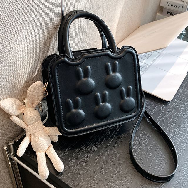 Leather Crossbody Bag Faux Top Handle Rabbit