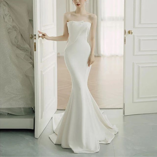 Satin Wedding Plain Mermaid Gown Tube