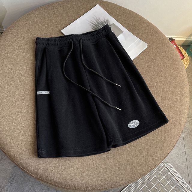 Drawstring Lettering Waist Shorts