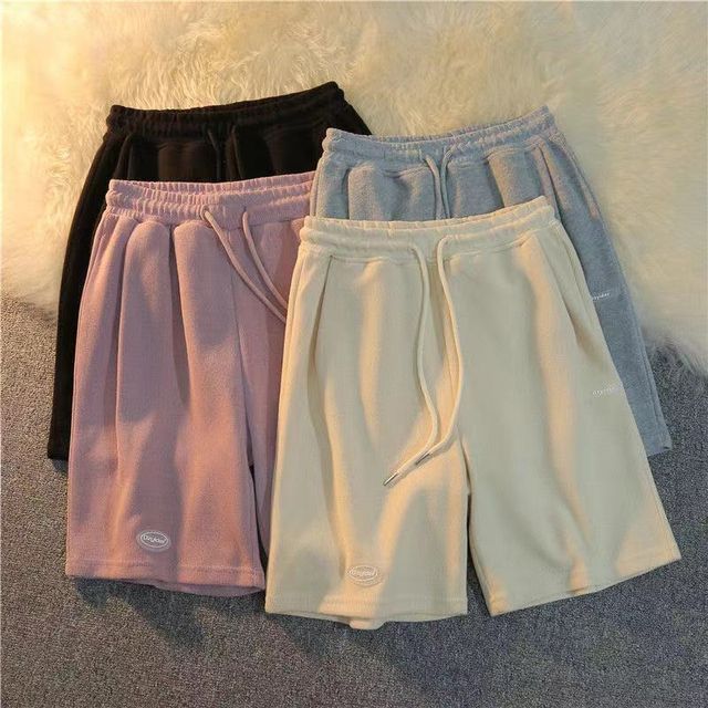 Sweat Plain Drawstring Shorts Waist