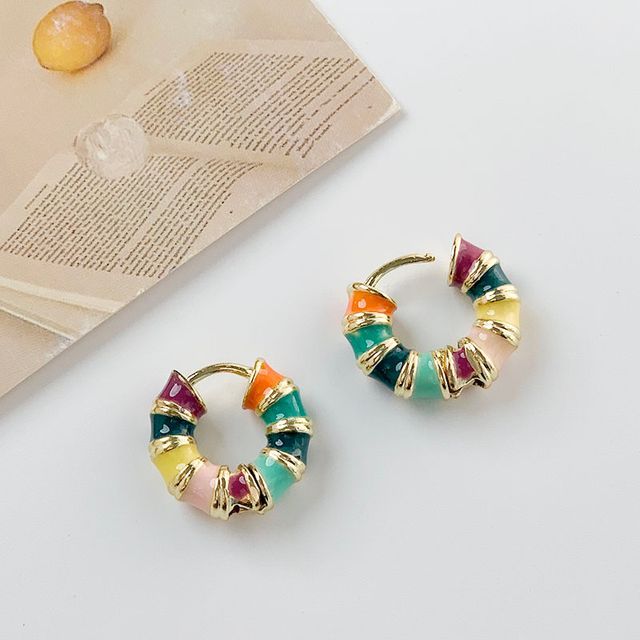 (various designs) Earring Alloy Hoop Open Glaze /