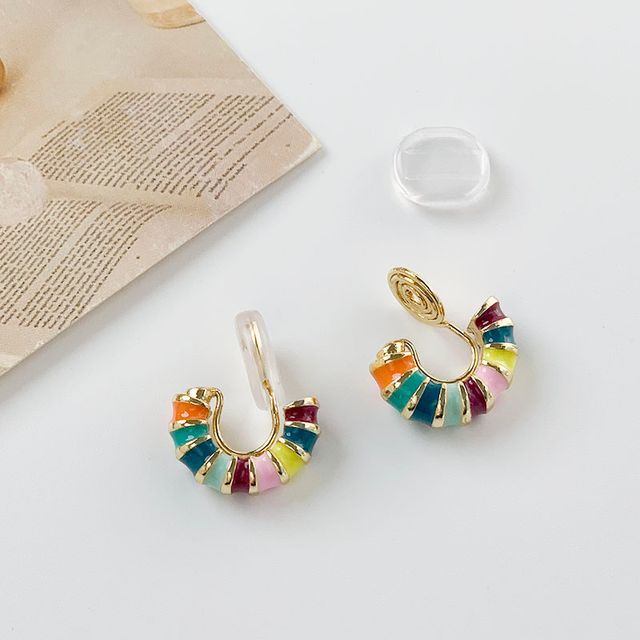 (various designs) Earring Alloy Hoop Open Glaze /