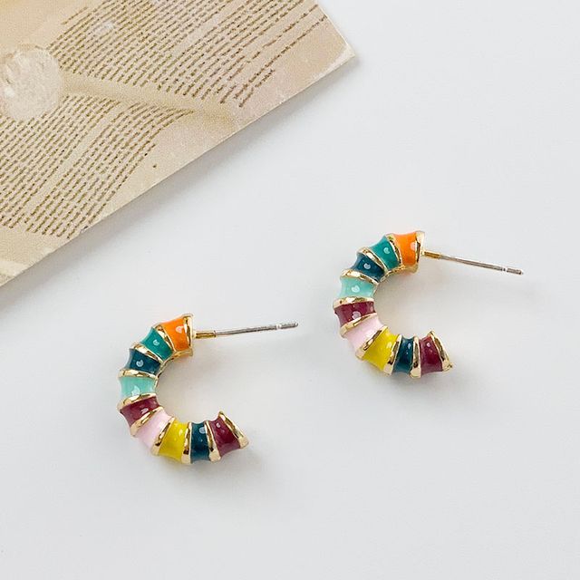 (various designs) Earring Alloy Hoop Open Glaze /