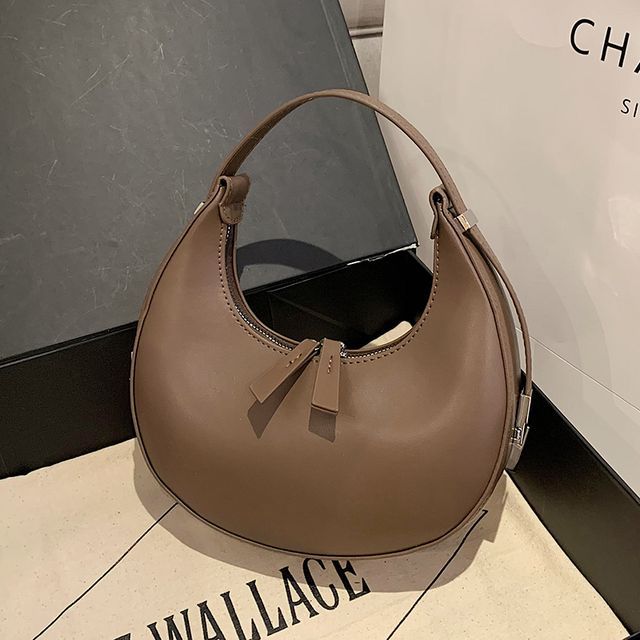 Zip Faux Shoulder Leather Bag