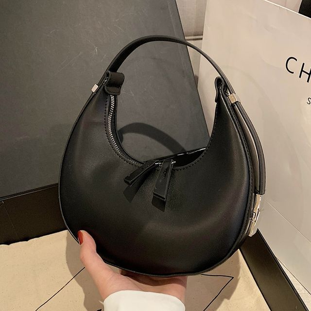 Zip Faux Shoulder Leather Bag