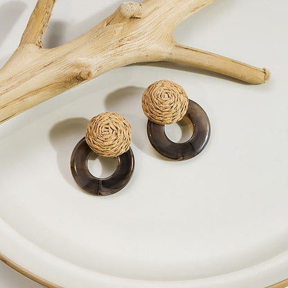 Resin Round Woven Earring