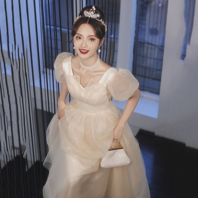 Cocktail / Midi Gown Plain Evening A-Line Dress Mesh