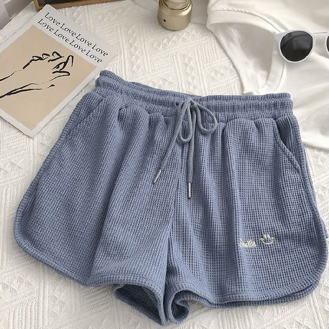 Letter High Embroidered Shorts Waist