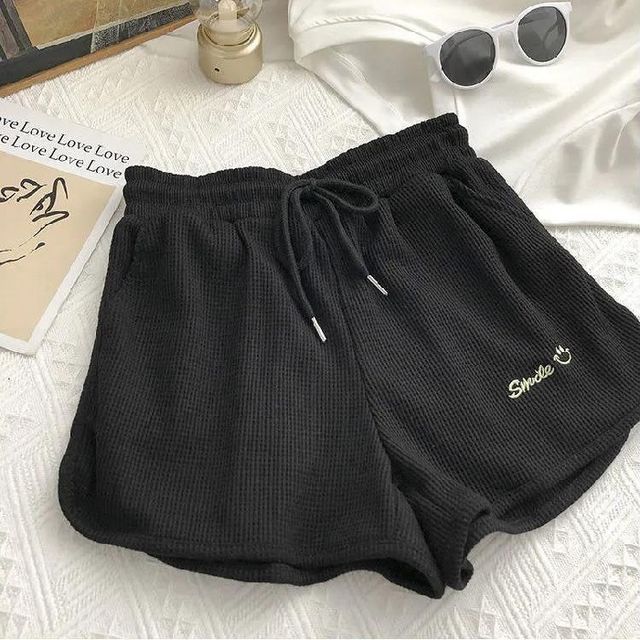 Letter High Embroidered Shorts Waist