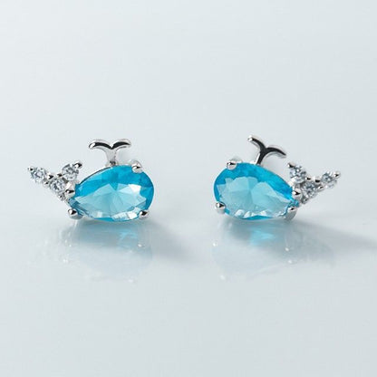 Whale Rhinestone Ear Stud