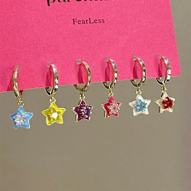 (Various Star Earring Set Alloy Designs) of 6: Dangle
