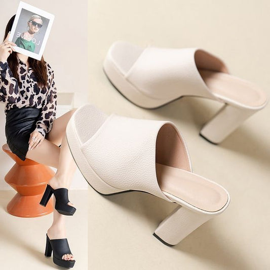 Slide Sandals Chunky Heel Platform