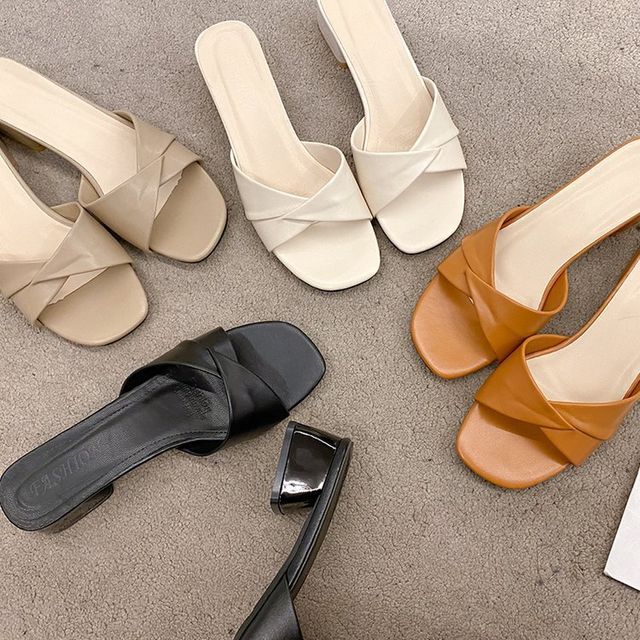 Knot Sandals Chunky Heel Slide