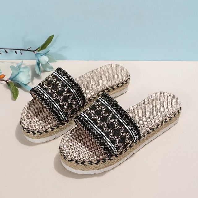 Slide Platform Patterned Sandals