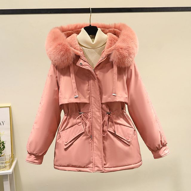 Fluffy Hooded Plain Puffer Jacket