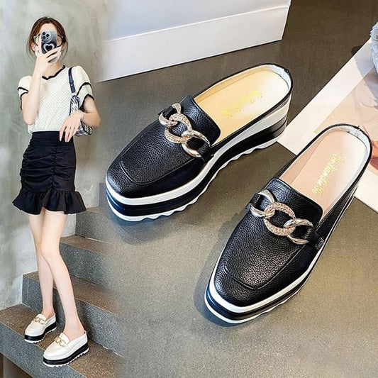 Detail Platform Chain Loafer Mules