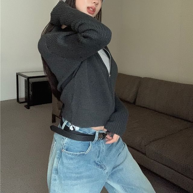 Sweater Slim-Fit Plain Zip