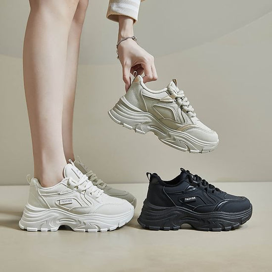Printed Lace Up Platform Sneakers