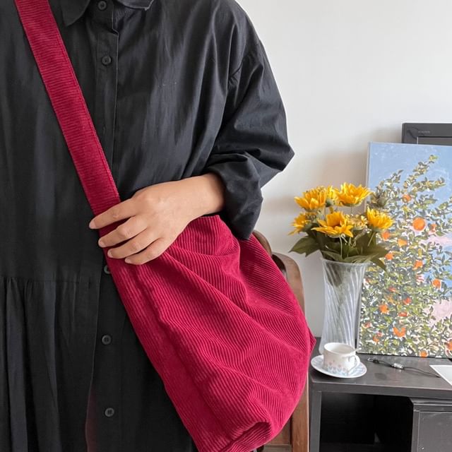 Crossbody Bag Corduroy Plain