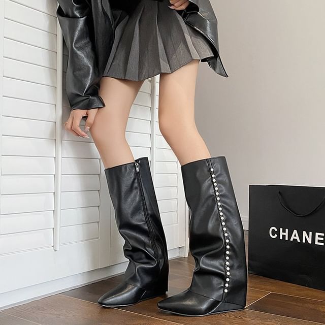 Wedge Tall Boots Pointy