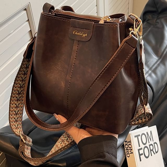 Faux Bag Bucket Leather