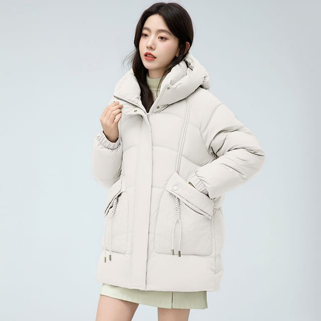 Plain Padded Hooded Zip Jacket