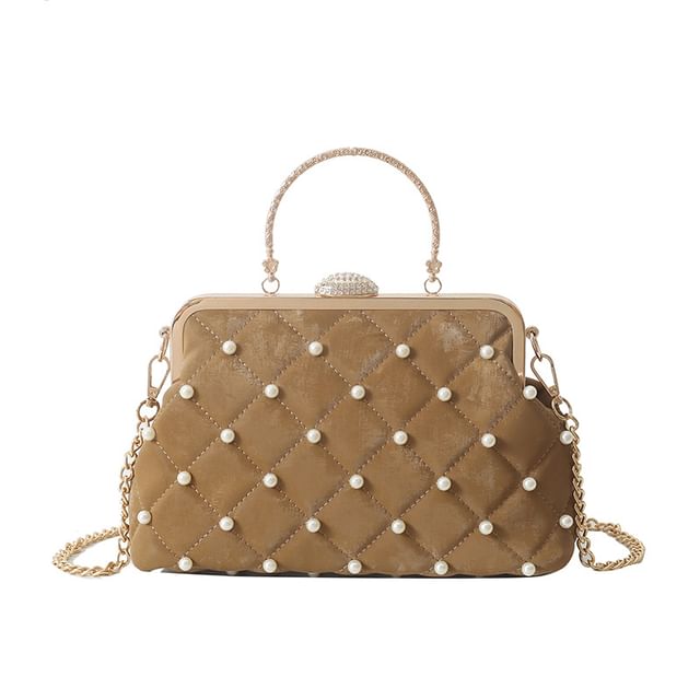 Crossbody Faux Strap Chain Bag Pearl