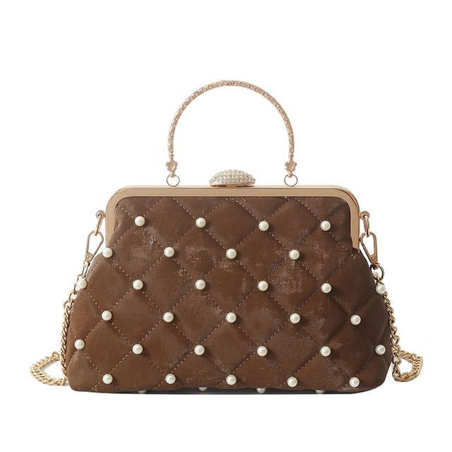 Crossbody Faux Strap Chain Bag Pearl
