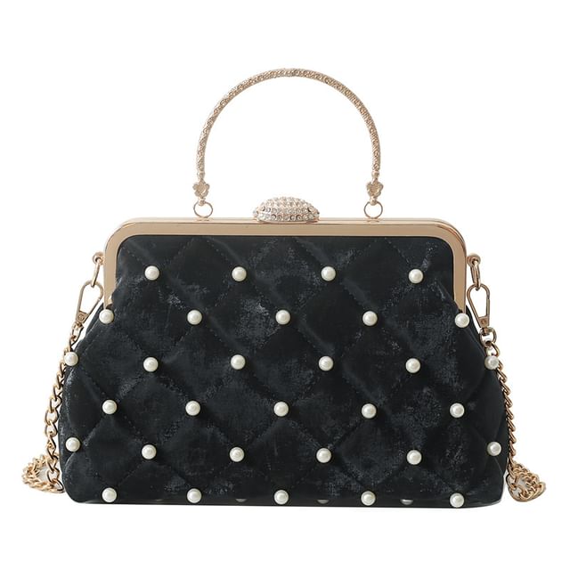Crossbody Faux Strap Chain Bag Pearl