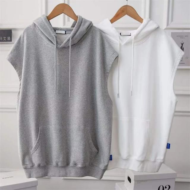 Sleeveless Hoodie Plain
