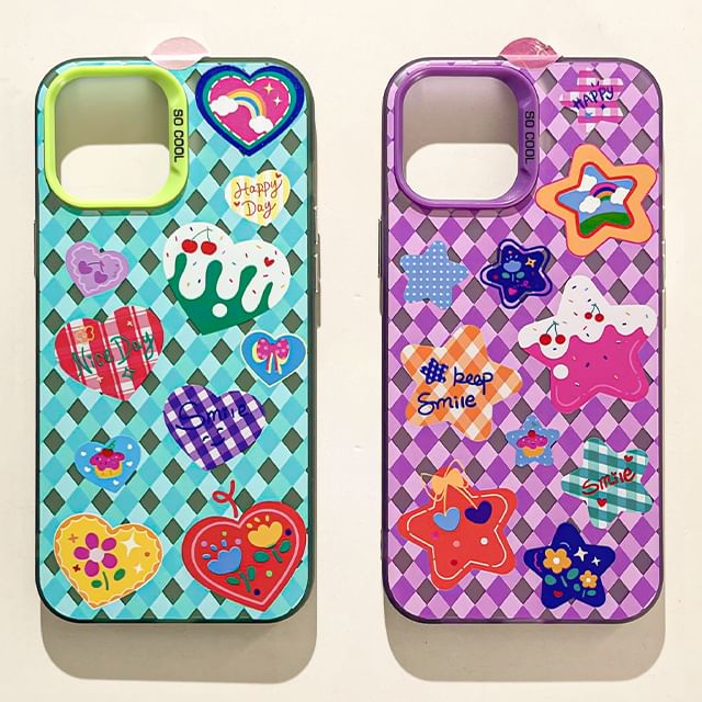 / Case Heart Phone Argyle Star