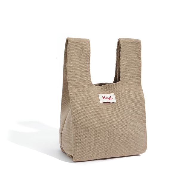 Bag Lettering Applique Tote Knit