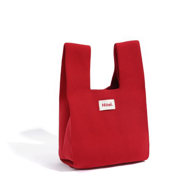 Bag Lettering Applique Tote Knit