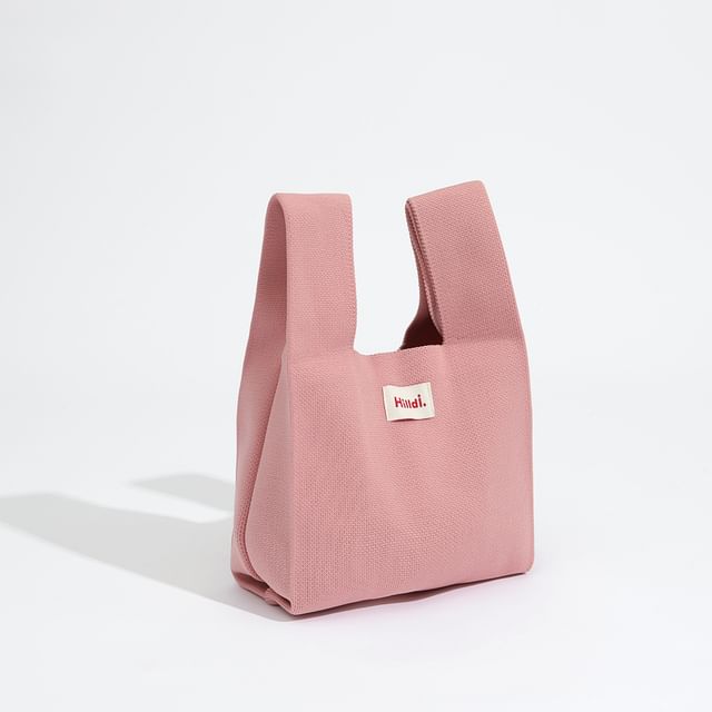 Bag Lettering Applique Tote Knit