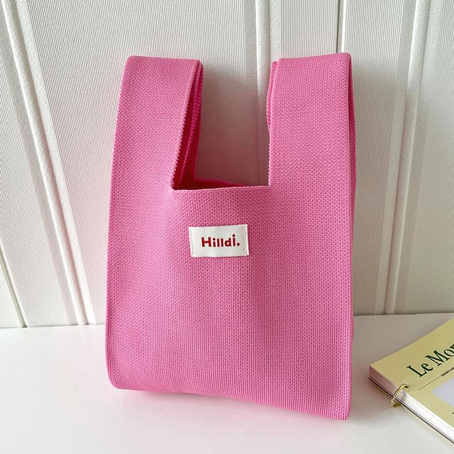 Bag Lettering Applique Tote Knit