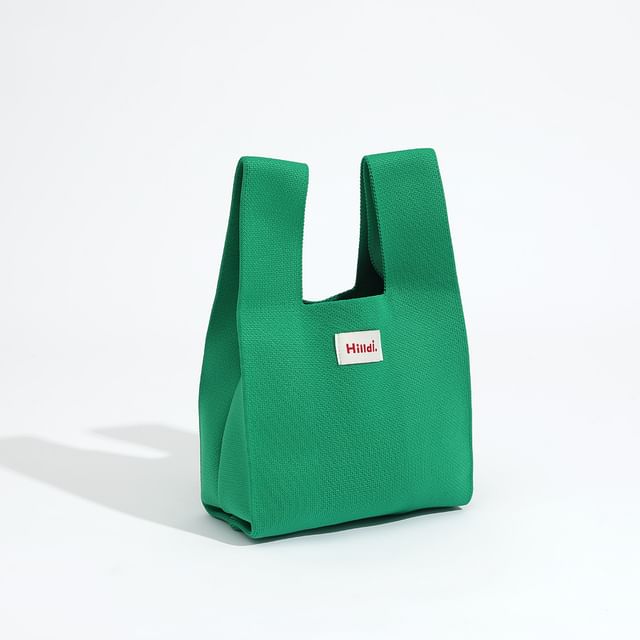 Bag Lettering Applique Tote Knit