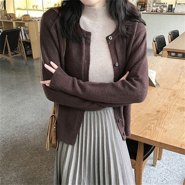 Plain Cardigan Button-Up