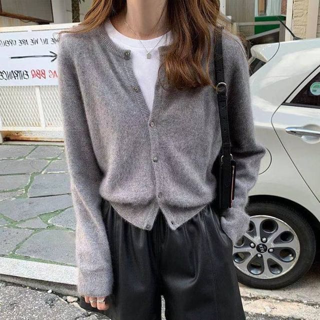 Plain Cardigan Button-Up